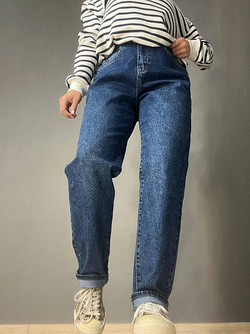 Джинсы женские Ladyn 749 MOM jeans большие размеры резинка на талии по спине стрейчевые синие, синий, З2, 32, 86 см, 116 см Киев - изображение 15