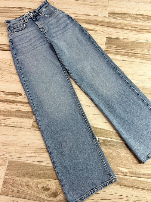 Джинси жіночі Zeo Basic 4742 palazzo jeans висока талія широкі палаццо стрейчеві блакитні, блакитний, 34, 34, 73 см, 100 см Київ - фото 15