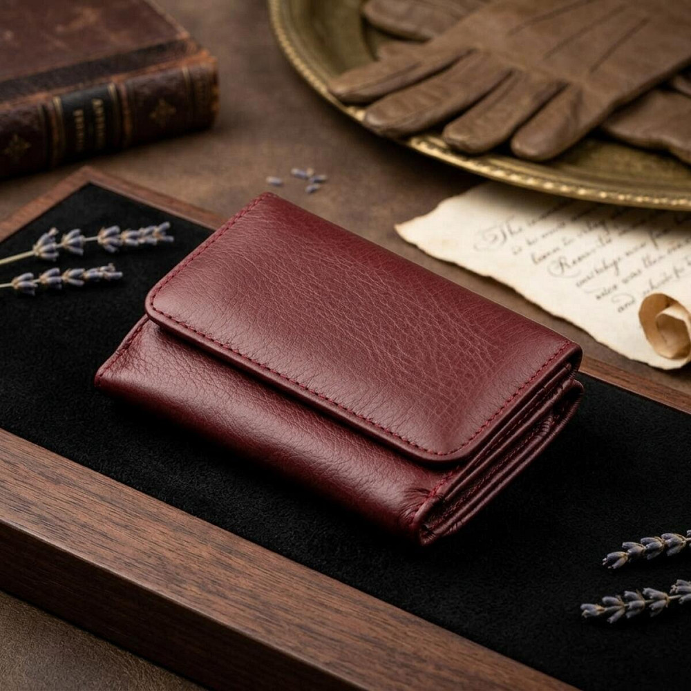 Компактный женский бумажник на кнопке ST Leather 18885 Темно-красный Киев - изображение 11