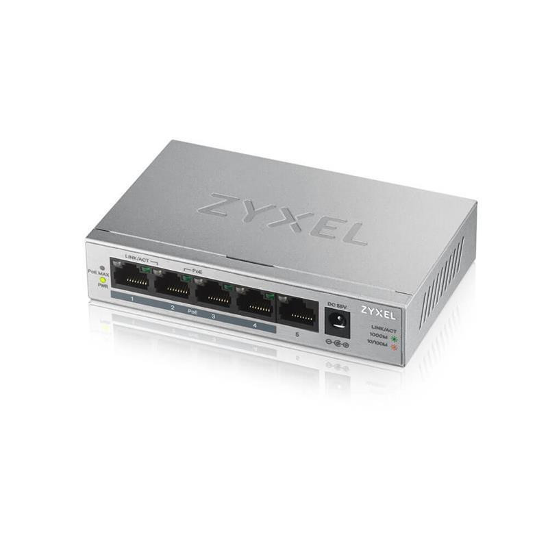 Комутатор ZYXEL GS1005HP (GS1005HP-EU0101F) (1xGE, 4xGE PoE+, max PoE 60 W) Ні Харків - фото 2