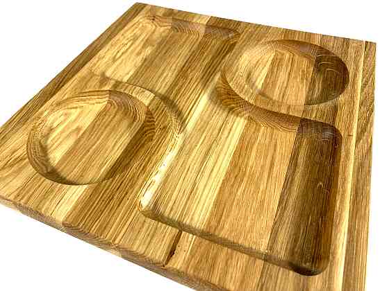 Деревянная тарелка прямоугольная из натурального дерева, закусочная тарелка 25х25х2,5 см Каменец-Подольский