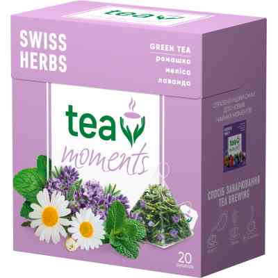 Чай Tea Moments Swiss Herbs зелений 20х1.7 г пірамідки (tm.02944) Вінниця
