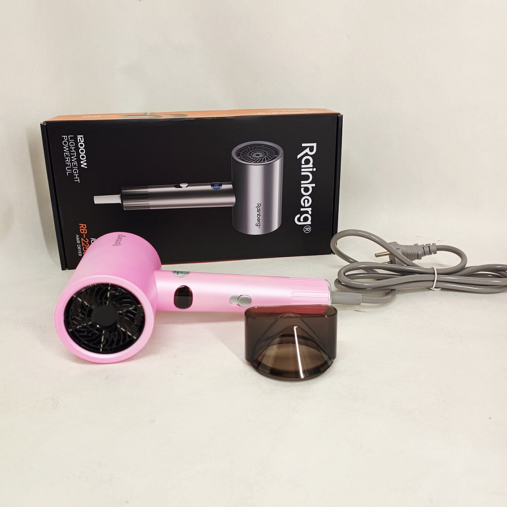 Фен з іонізацією і регулюванням температури Rainberg, Фен для дому та подорожей, Електрофен з насадками GV-37 Львів - фото 5