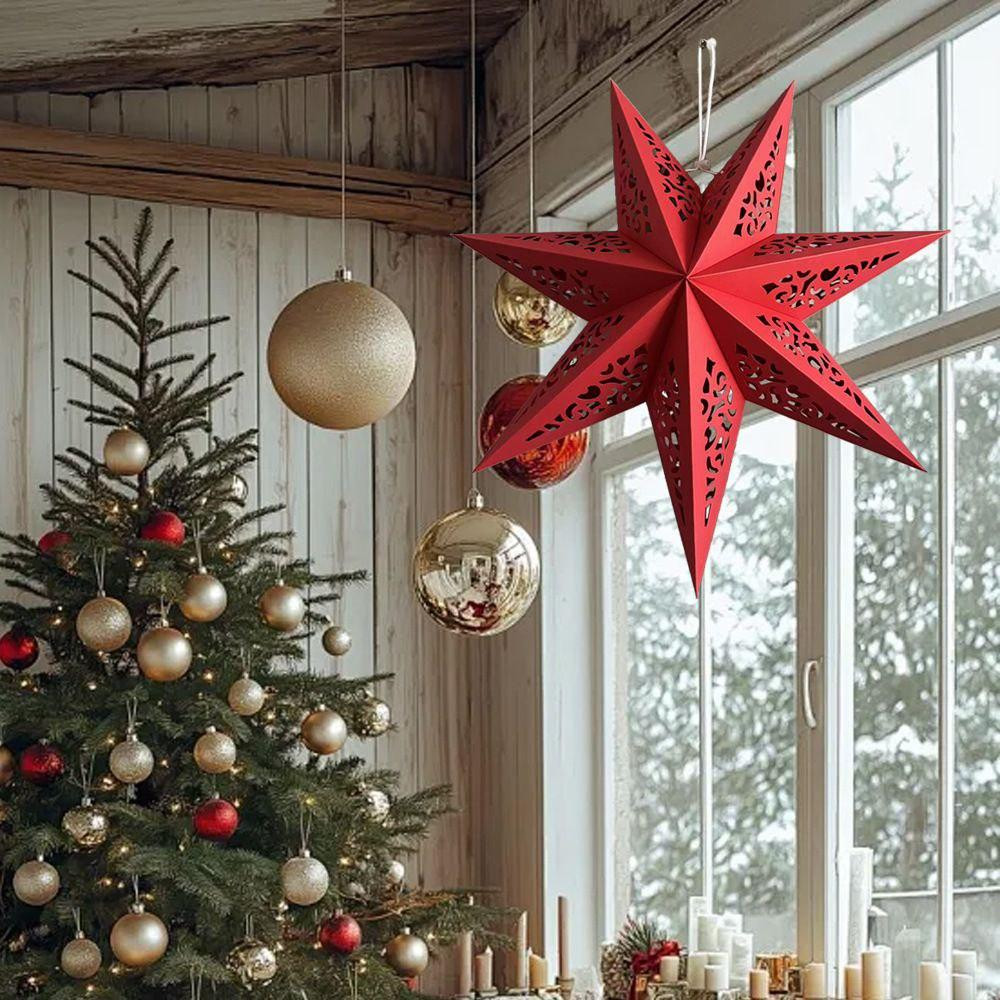 Картонная звезда объемная декоративная 35 см красный Киев - изображение 4