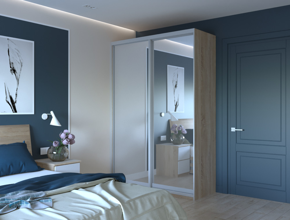 Шафа-купе двохдверна Doros Сіті Лайт 150х60х225 см Дуб сонома/2 Дзеркала (DRS-011088) Дніпро - фото 1