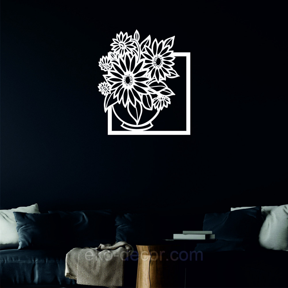 Декоративное настенное Панно «Букет цветов», Декор на стену 50*43 см , Белый Киев - изображение 3