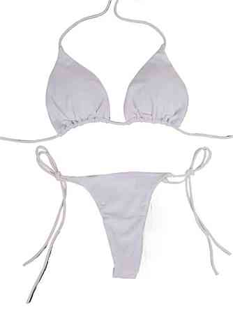Купальник бікіні жіночий з тонкими бретелями білий Київ