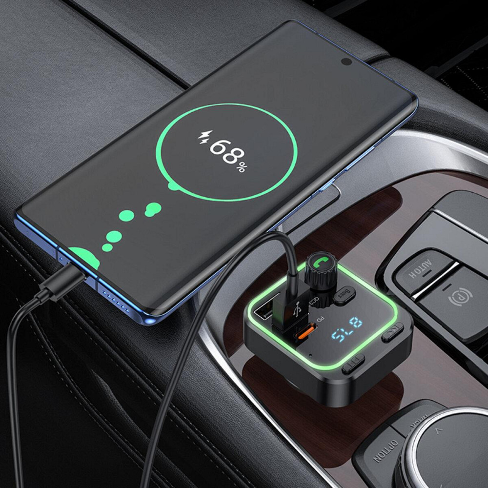 Автомобильное зарядное устройство с FM-модулятором BOROFONE BC53 Highway PD20W+QC3.0 car BT FM transmitter 18W Одесса - изображение 8
