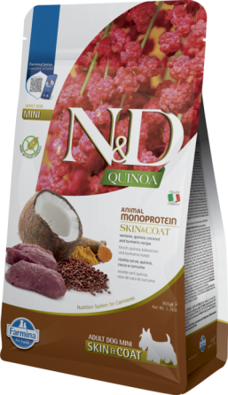Фарміна дог сухий N&D QUINOA DOG SKIN & COAT. VENISON & COCONUT ADULT MINI з олениною та кокосом 800g 39927 Київ