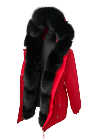Парка женская с мехом песца Красный р42 95см Харьков