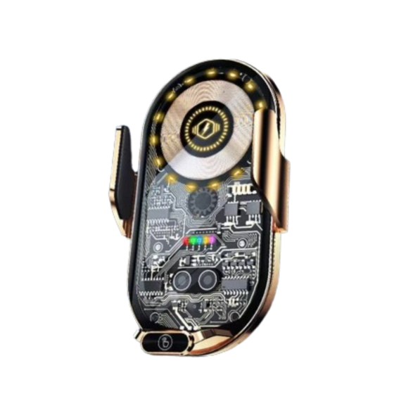 Автодержатель для телефона c встроенным аккумулятором и беспроводной зарядкой 15W JС1013, Type-C, золотистый Каменец-Подольский