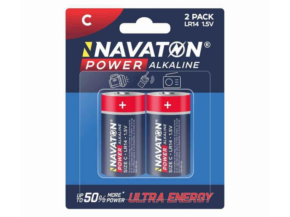 Батарейка лужна LR14/C 2шт (блістер) POWER Alkaline 2C - LR14-2B ТМ NAVATON Київ - фото 1