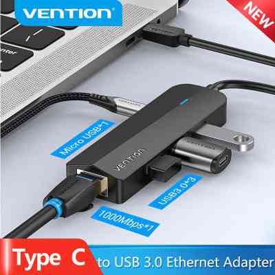 Концентратор Vention USB 3.1 Type-C to 3xUSB 3.0+MicroUSB+RJ45 100M Ethernet black (TGPBB) Вінниця