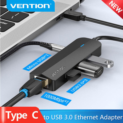 Концентратор Vention USB 3.1 Type-C to 3xUSB 3.0+MicroUSB+RJ45 100M Ethernet black (TGPBB) Вінниця - фото 5