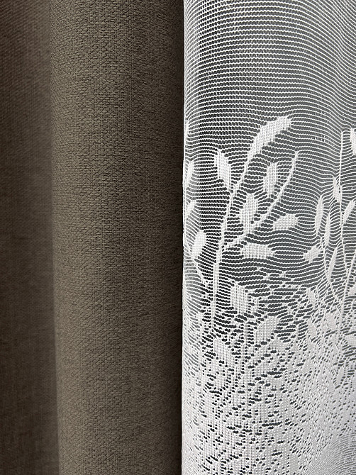 Комплект штор VR-Textil Шенил 100х270 2шт и Тюль 300х270 1591ш-1680т Кофейный с белым 71-200/1 Киев - изображение 5