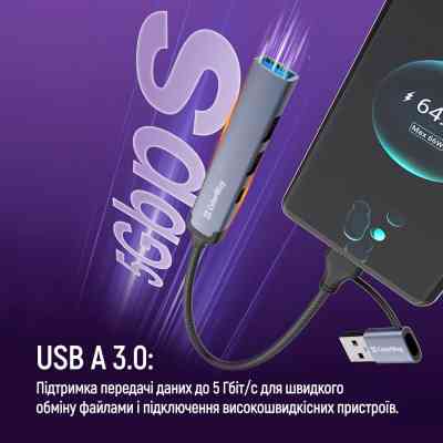 Концентратор ColorWay USB-A/USB-C 4-in-1 USB2.0х2/USB3.0/USB-C2.0 (CW-HUB06) Винница