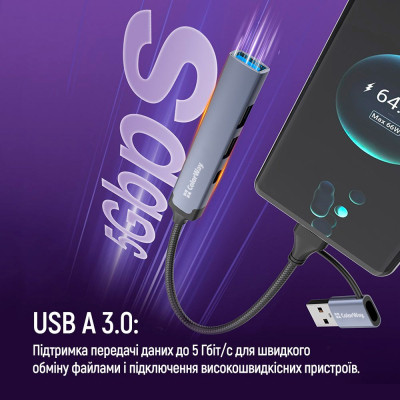Концентратор ColorWay USB-A/USB-C 4-in-1 USB2.0х2/USB3.0/USB-C2.0 (CW-HUB06) Винница - изображение 3