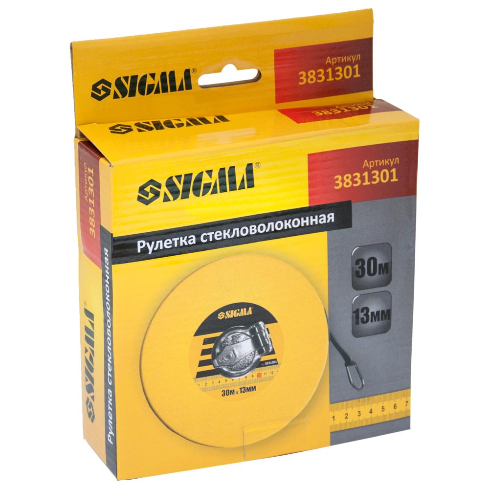 Sigma Рулетка стекловолокно 30м×13мм SIGMA (3831301) Коломия - фото 2