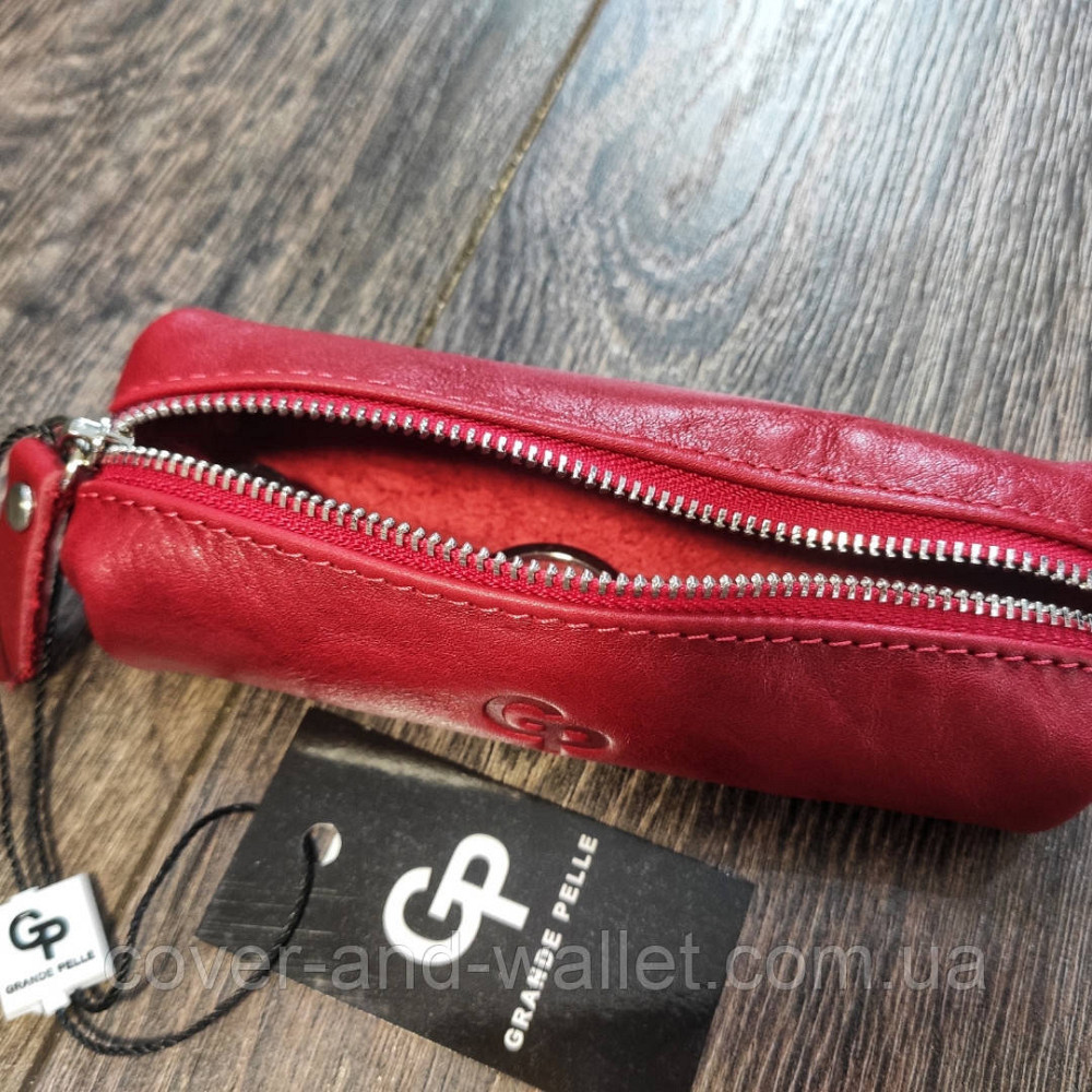 Красная женская глянцевая кожаная ключница Grande Pelle Киев - изображение 4
