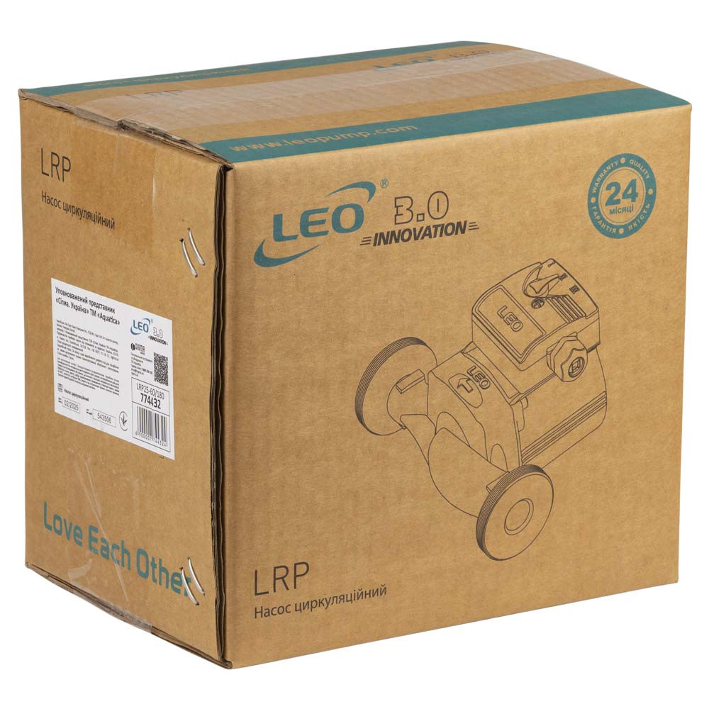 LEO Насос циркуляционный 96Вт Hmax 6м Qmax 66л/мин Ø1½" 180мм + гайки Ø1" LEO 3.0 LRP25-60/180 Коломыя - изображение 7