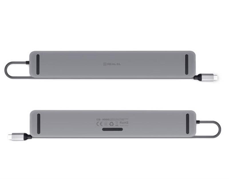Концентратор REAL-EL CQ-1000 USB3.0х3/USB-C/HDMI/VGA/RJ45/SD/TF/3.5mm audio, 0.4m, Space Grey Сірий Харків - фото 4