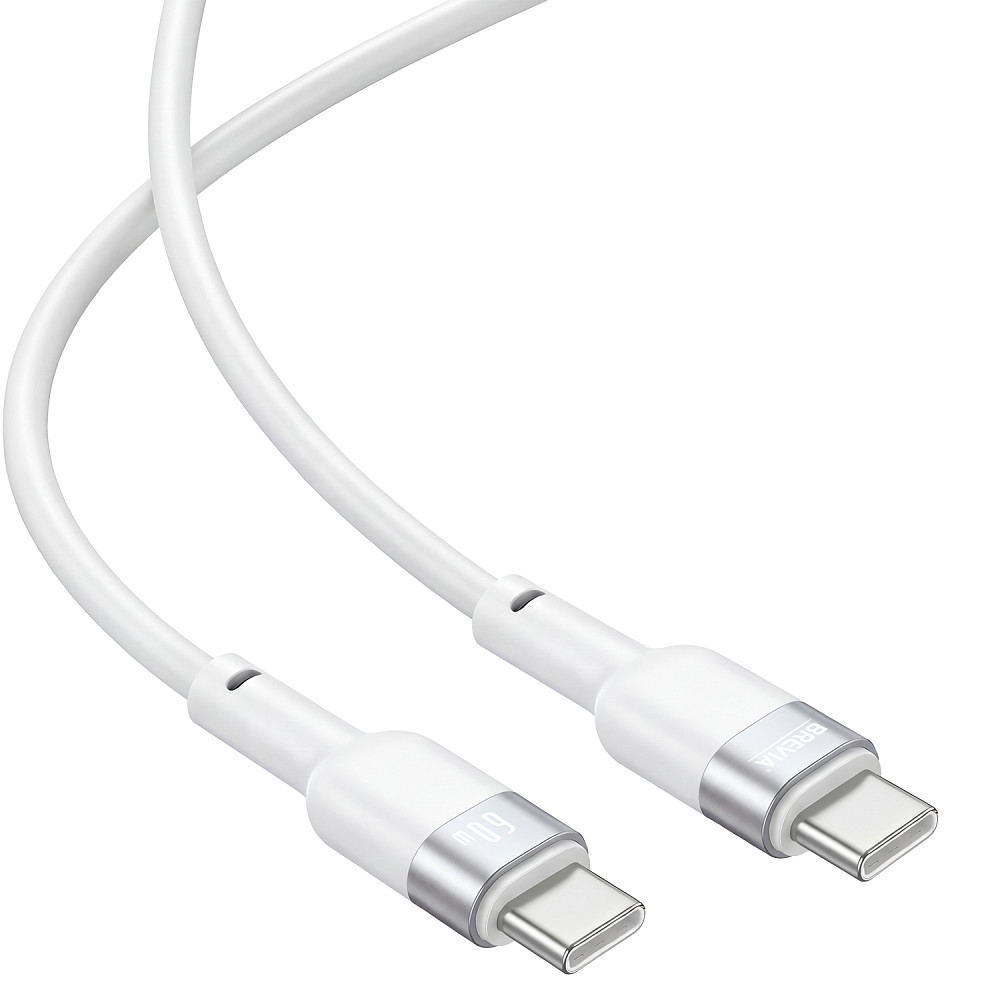 Кабель Brevia Type-C to Type-C 60W 1,2м, білий ZIP (52120WCCZ1) Львів - фото 3