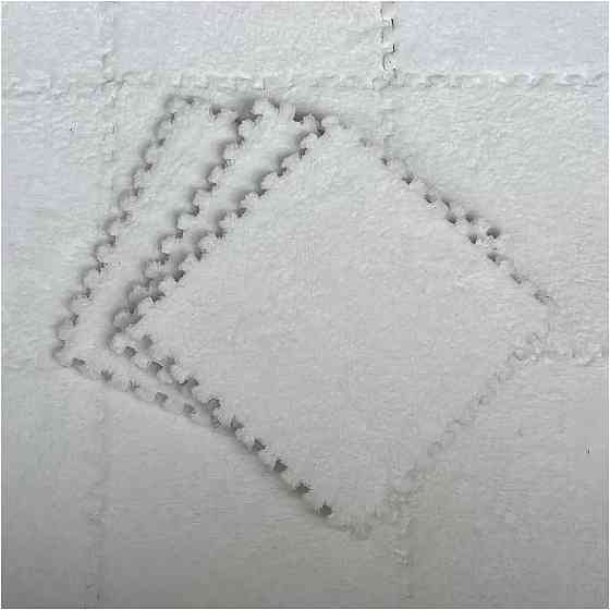 Пазл килимок 60х150см м'який плюшевий термокилим, 10 пазлів тепла підлога, термоковрик для дому, в дитячу один колір білий Кам'янець-Подільський