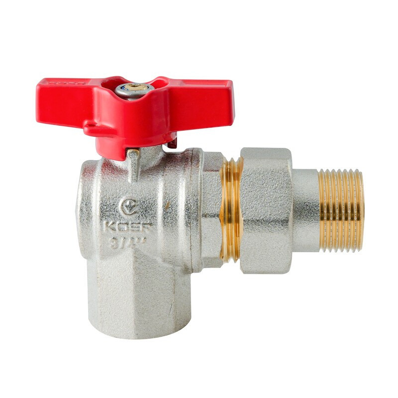 Кран з американкою кутовий Koer Extreme KE.228-20 - 3/4" ручка "метелик" червона (KR5764) Київ - фото 2