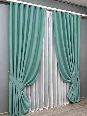 Комплект готовых штор VR-Textil Блэкаут Midnight № 1229ш Бирюзовый 200х270 см 2 шт (32-287) Киев