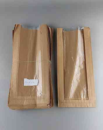 Пакет бумажный с ПП окном 17/6*43 коричневый (1000 шт) Харків