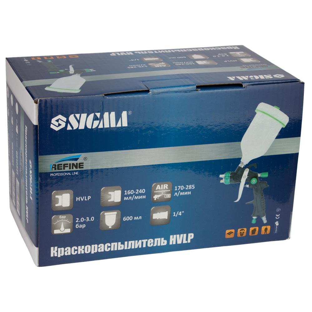 Refine Краскораспылитель HVLP Ø1.4мм 170-285л/мин 2-3бар в/б 600мл (пласт) REFINE (6812351) Коломыя - изображение 8