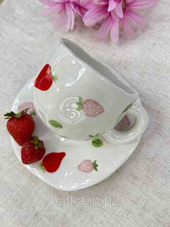 Чашка з блюдцем кераміка Olens "Суниця-полуниця" 300 мл 8030-400 Київ