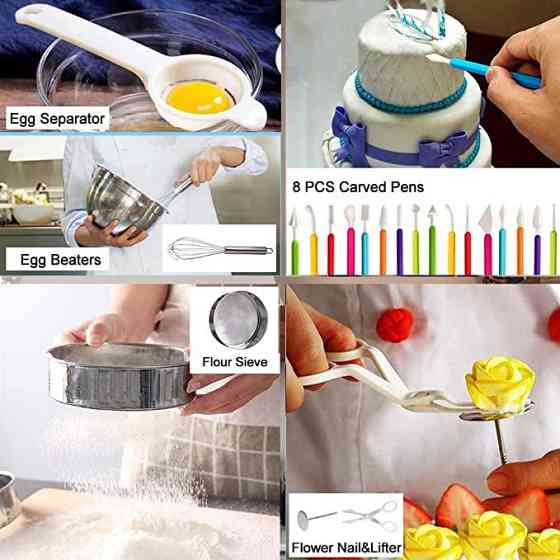 Набір для декору тортів і кексів 380 шт з підставкою Київ