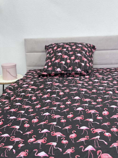 Ecotton Комплект постільної білизни Ecotton полуторний 147х210 см Фламінго чорний Киев - изображение 1