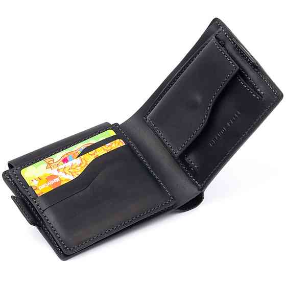 Портмоне горизонтальное Amico на магните на два отделения матовое GRANDE PELLE 11319 Черное Киев