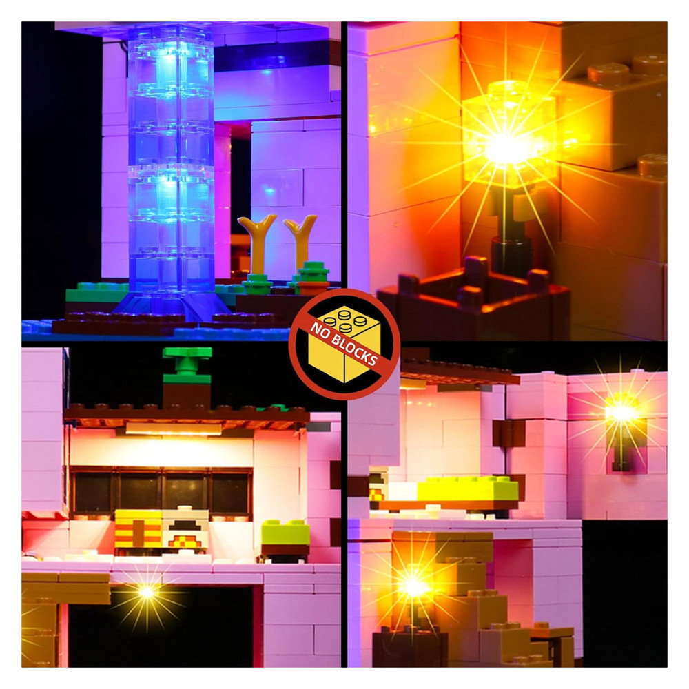 Набор подсветки LED для конструктора BrickBling 21170 The Pig House для LEGO Розовый USB батарейный ABS Киев - изображение 6