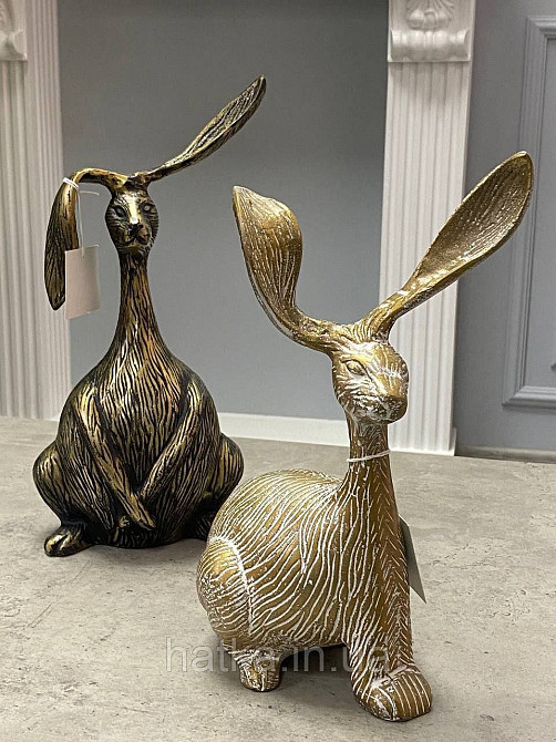 Статуетка «Зайчик» 20х12х29,5 см метал біло-золотий Київ - фото 6