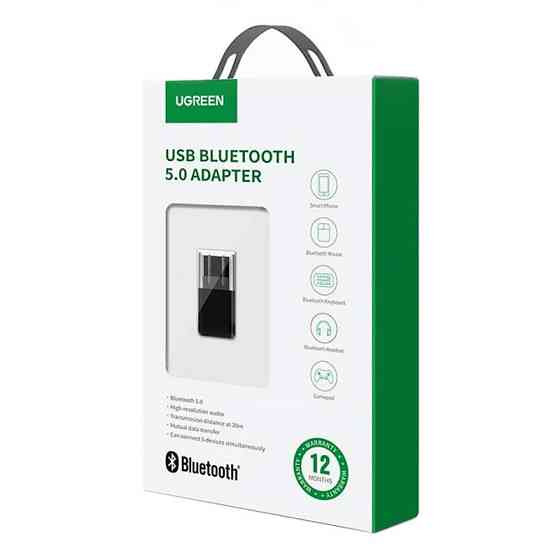Адаптер Bluetooth 5.0 USB  RTL8761BUV CM390 UGREEN Black Винница