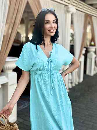 Довга муслінова сукня "Lira" | Норма і батал Блакитний, 46-48 Київ