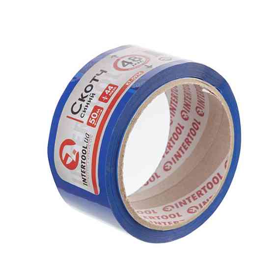 Скотч синій, 50 м × 48 мм, 44 мкм INTERTOOL KT-0914 Київ