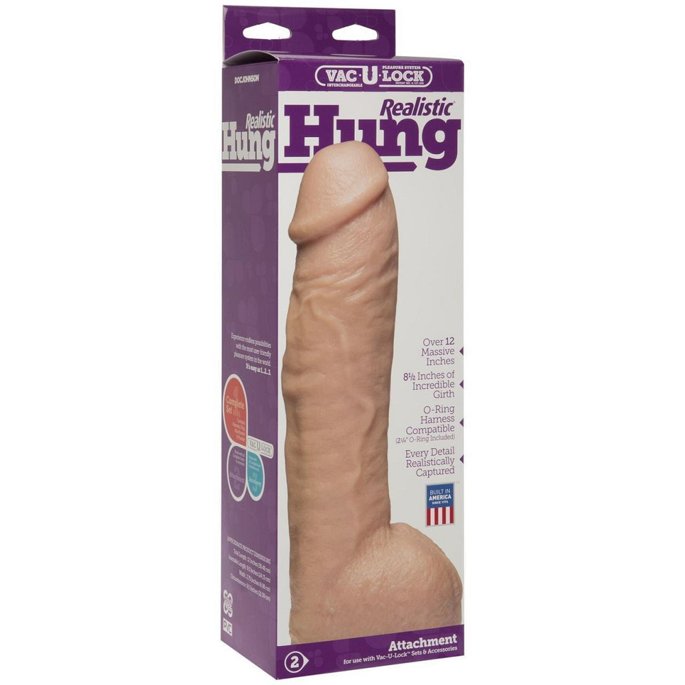 Фалоімітатор Doc Johnson Realistic Hung - Vanilla, Vac-U-Lock, діаметр 7 см Sex Aura Київ - фото 4