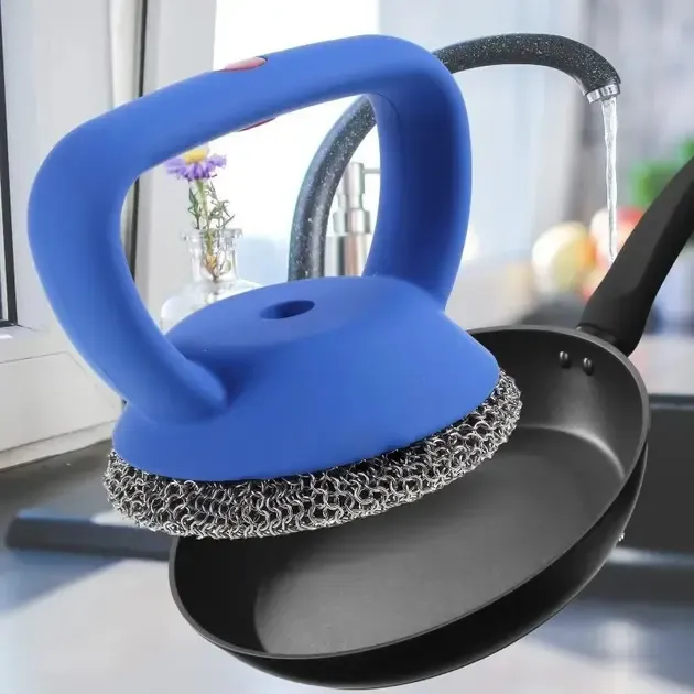 Щетка металлическая для мытья посуды, сковородок CLEANING BRUSH AND-3 с ручкой Коломия - фото 1