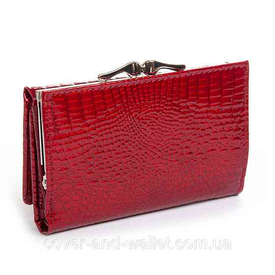 Красный лаковый кошелек маленького размера из натуральной кожи ST Leather Киев