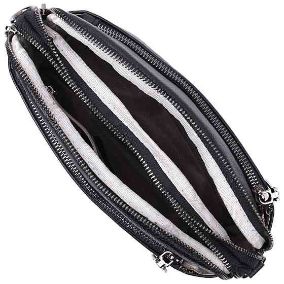 Прямокутна сумка жіноча з кишенями із натуральної шкіри Чорна (Vintage) Київ