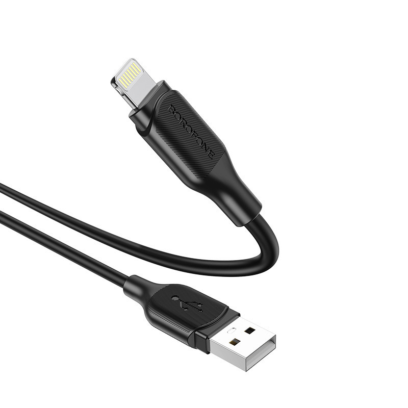 Кабель BOROFONE BX42 USB to iP 2.4A, 1m, silicone, TPE connectors, Black Київ - фото 4