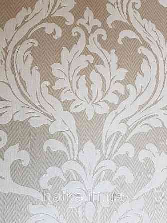Текстильні шпалери на флізеліновій основі Cador Rasch Textil 086651 оливковий основа зигзаги вензелі бежевий Київ