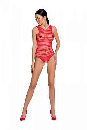 Бодістокінг з доступом Passion BS086 red, вертикальна сітка, виріз на спинці Sex Aura Київ