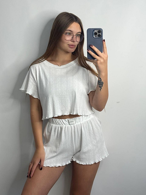 Трикотажний жіночий комплект для дому Молочний XL-2XL Харків - фото 1