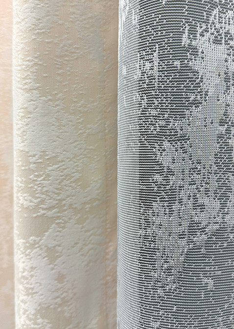 Комплект штор VR-Textil Жакард Мармур 200х270 2шт і Тюль 600х270 1763ш-1400т Молочний з білим 71-021/7 Київ - фото 7