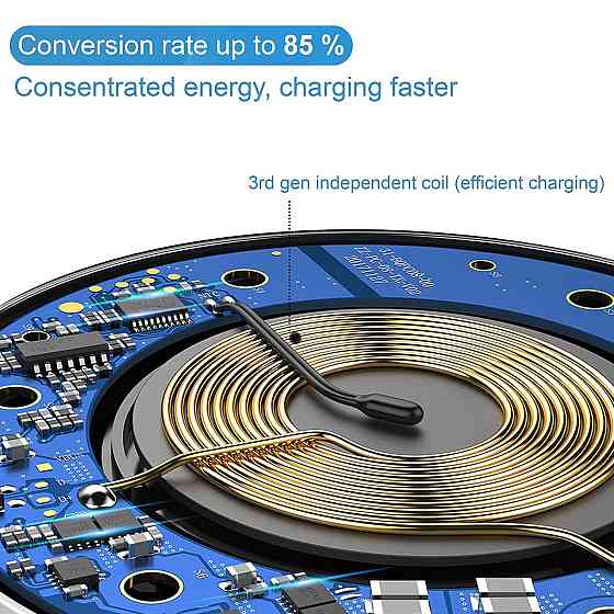 Зарядное устройство беспроводное Qi 10Вт QC3.0 5-9В 1.2А W02 тканевое с LED-индикатором Киев